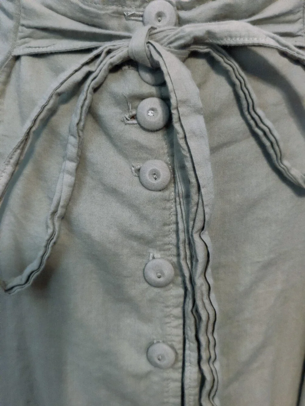 Luna Luz Vintage Cotton Maxi Skirt full button front Low Slung khaki/green SM - Picture 3 of 9